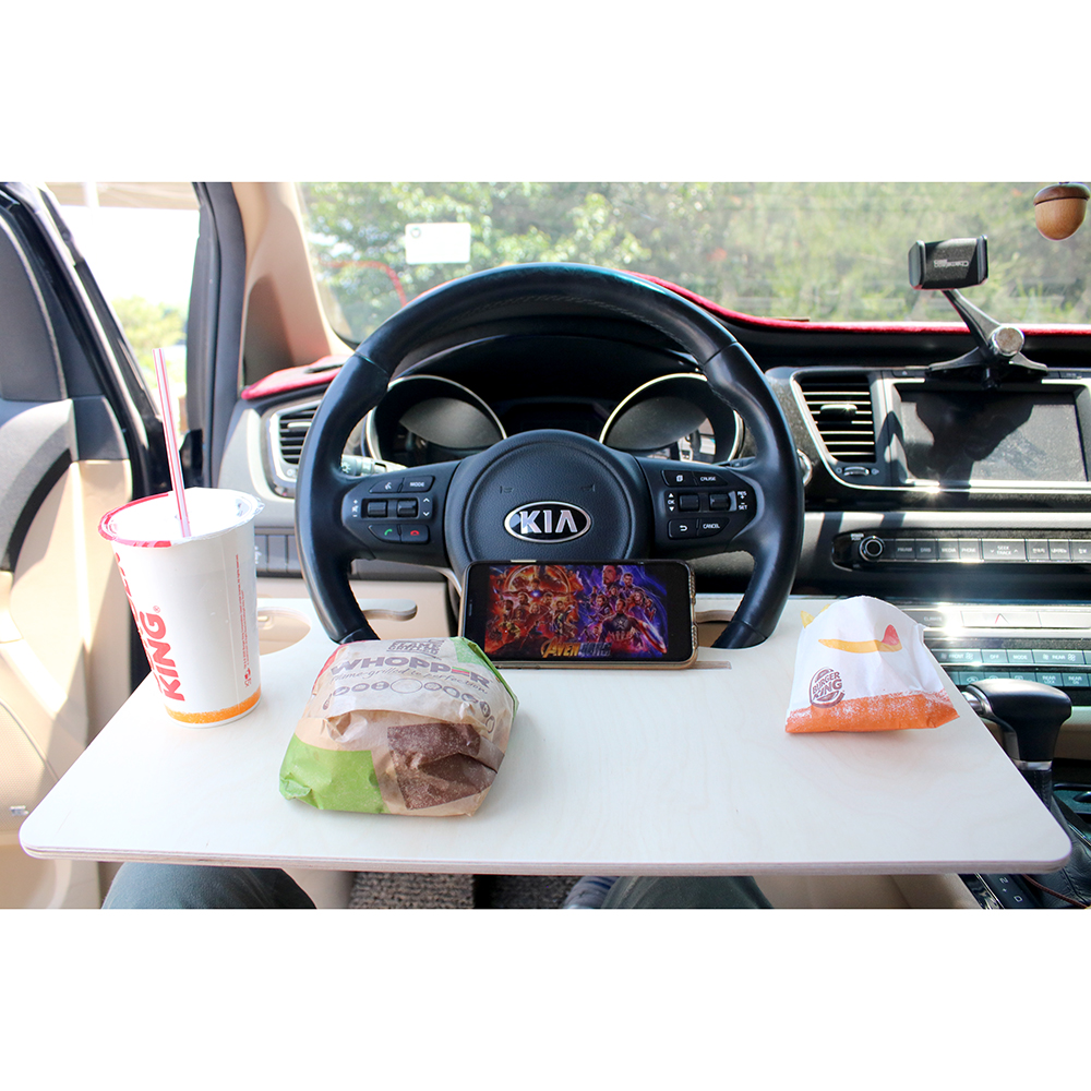 핸들트레이 테이블 노트북 거치대 자동차 식탁 책상 선반 원목L