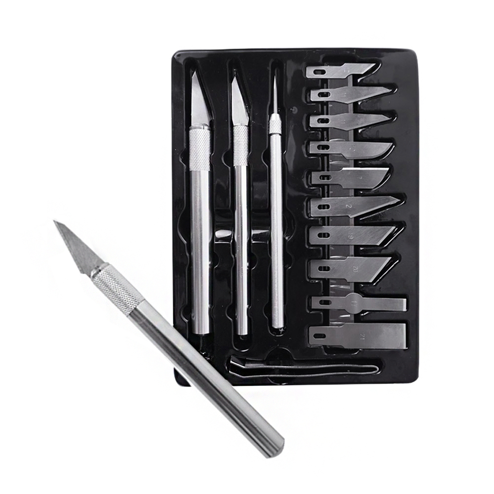 켄도 공예용 조각칼 세트 18pcs 80202 종이 페이퍼 아트 나이프 조각도 공작 칼 - 상품 이미지
