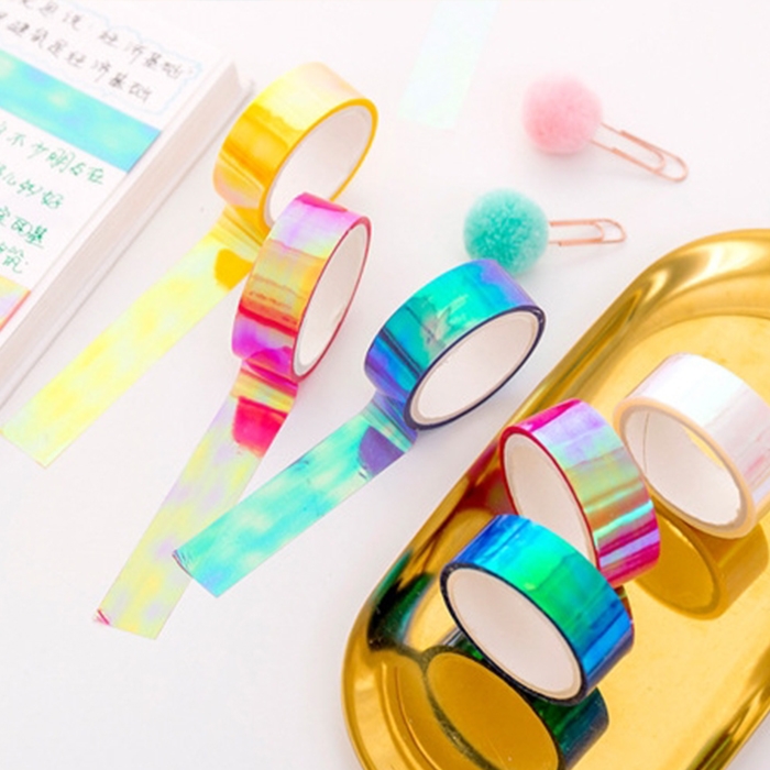 홀로그램 마스킹테이프 6color [GODSHOP 반짝이 디자인 데코 마테 다꾸용품] - 상품 이미지