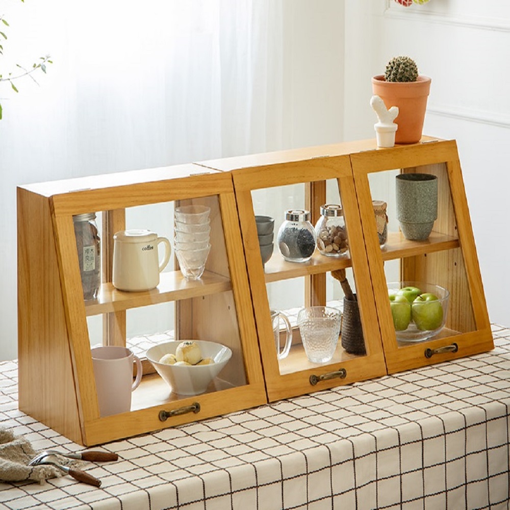 우드 쇼케이스 원목 디저트 베이커리 진열장 그릇 카페 인테리어 나무 수납장 - 상세 이미지 5