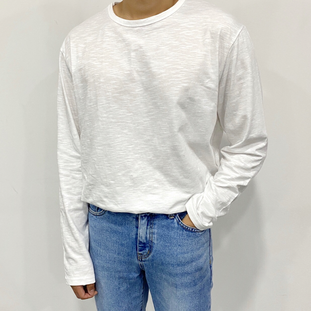 남자 롱슬리브 오버핏 여름 긴팔티 쭉티 레이어드 티셔츠 안비치는흰티 - 상품 이미지