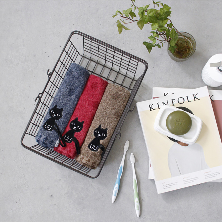 냐옹 고리수건 핸드타월 욕실 주방 수건 3color - 상세 이미지 5