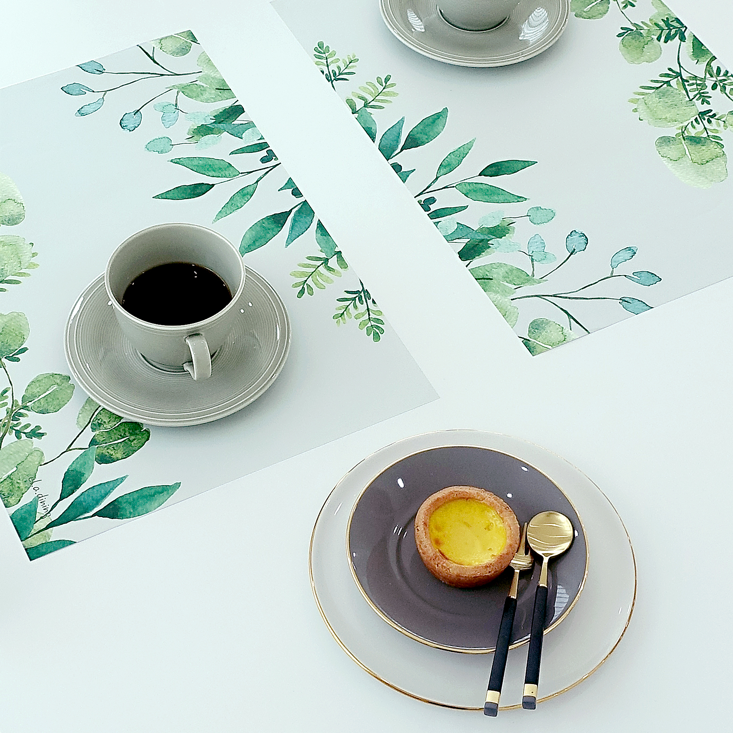 일회용 종이 식탁매트 10P 세트 그린플랜트 엘라다이닝