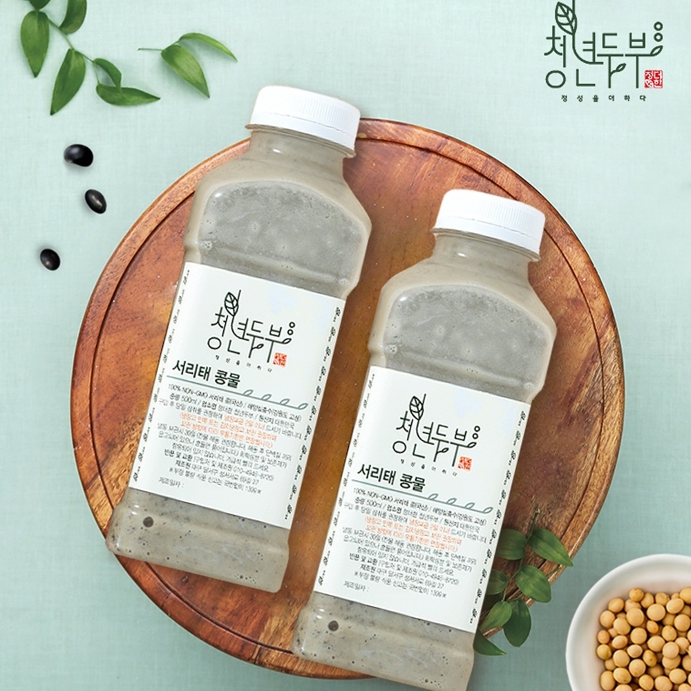 [청년두부] 잘만든 콩물 국산콩100% 맷돌 수제 콩국물콩국 500ml 건강식 - 상품 이미지