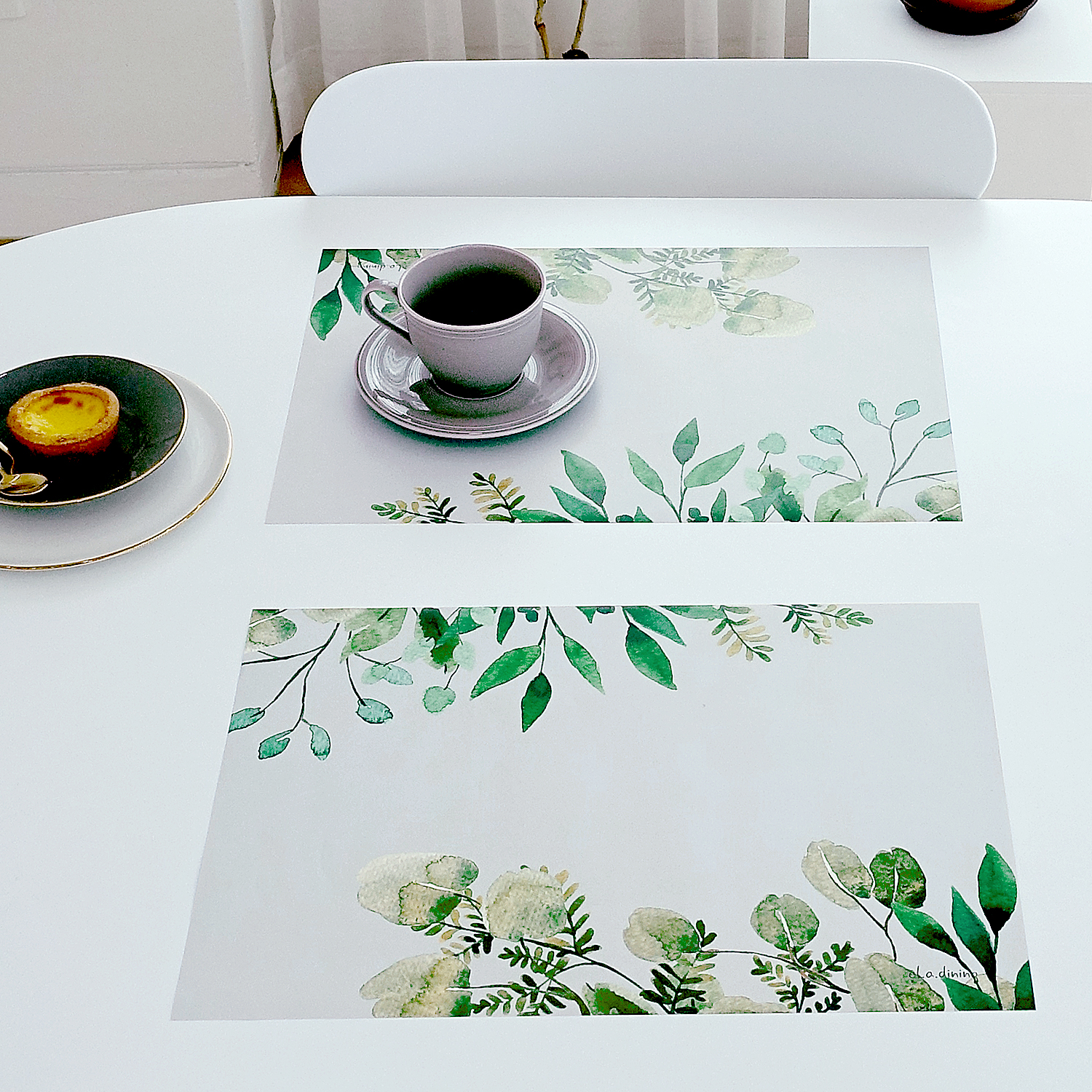 일회용 종이 식탁매트 10P 세트 그린플랜트 엘라다이닝