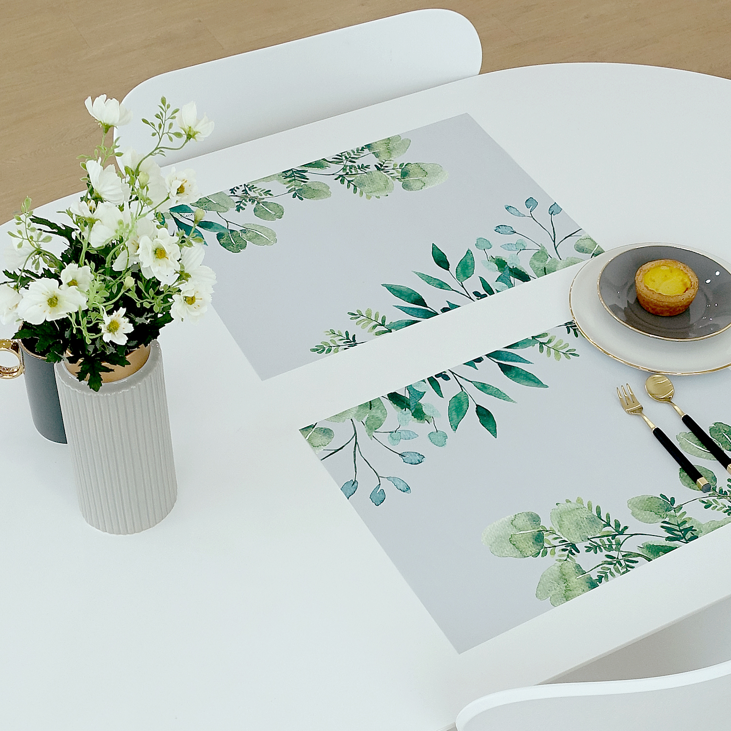 일회용 종이 식탁매트 10P 세트 그린플랜트 엘라다이닝