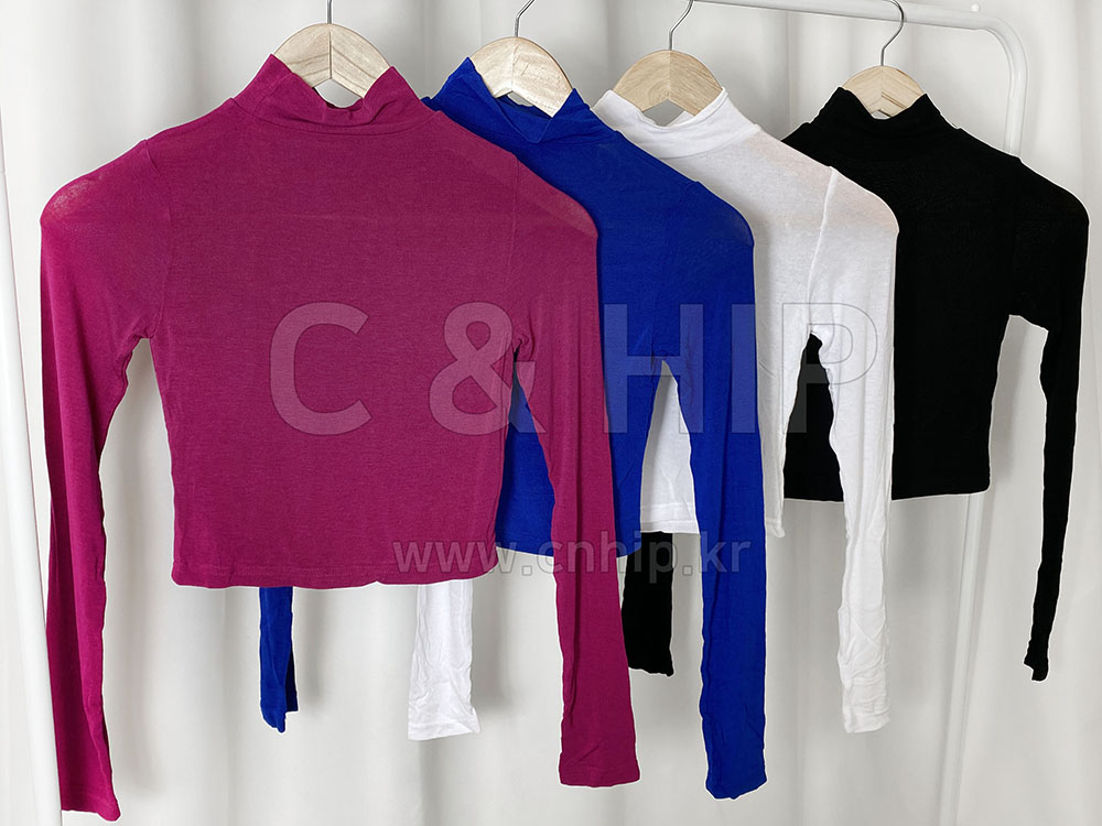 탱탱 슬림핏 텐션 목폴라 반폴라 터틀넥 시스루 크롭티셔츠 4color 이미지 7