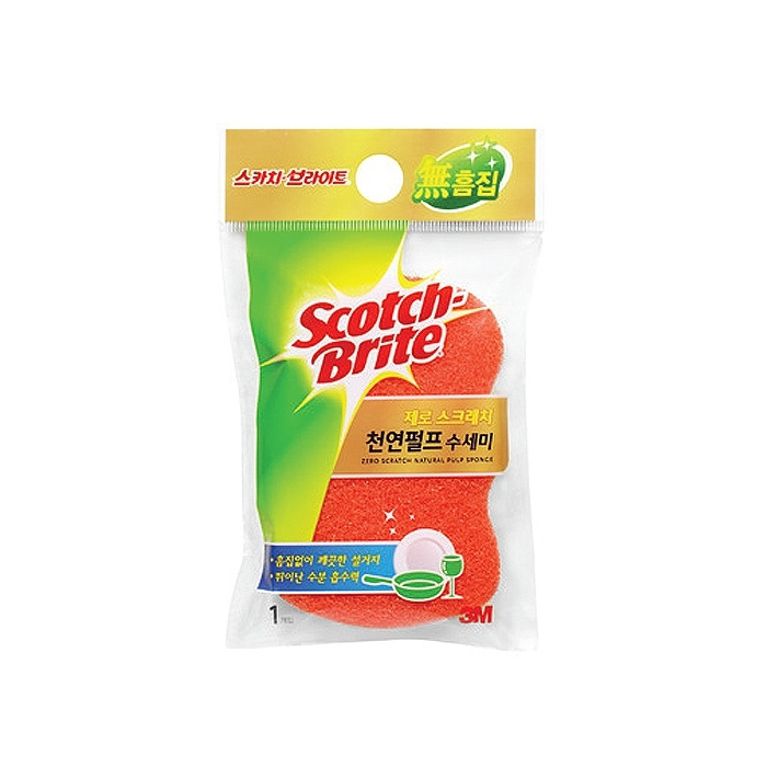3M 스카치브라이트 제로 천연 펄프 수세미 1입 - 메인 이미지