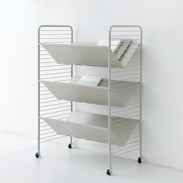 RATNER 책꽂이 트롤리 75x45x110, 3단, 솔리드베이지 9702.2111