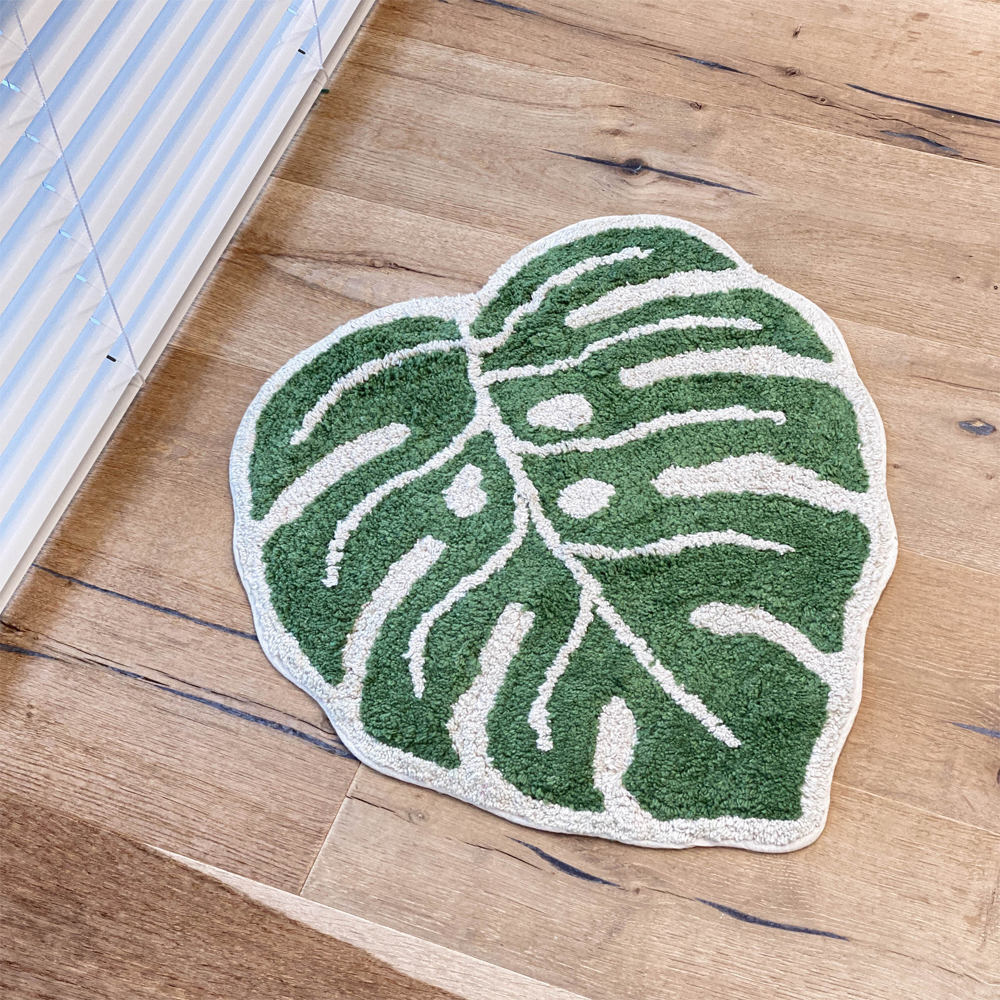 그린 몬스테라 순면 플랜테리어 욕실 발매트