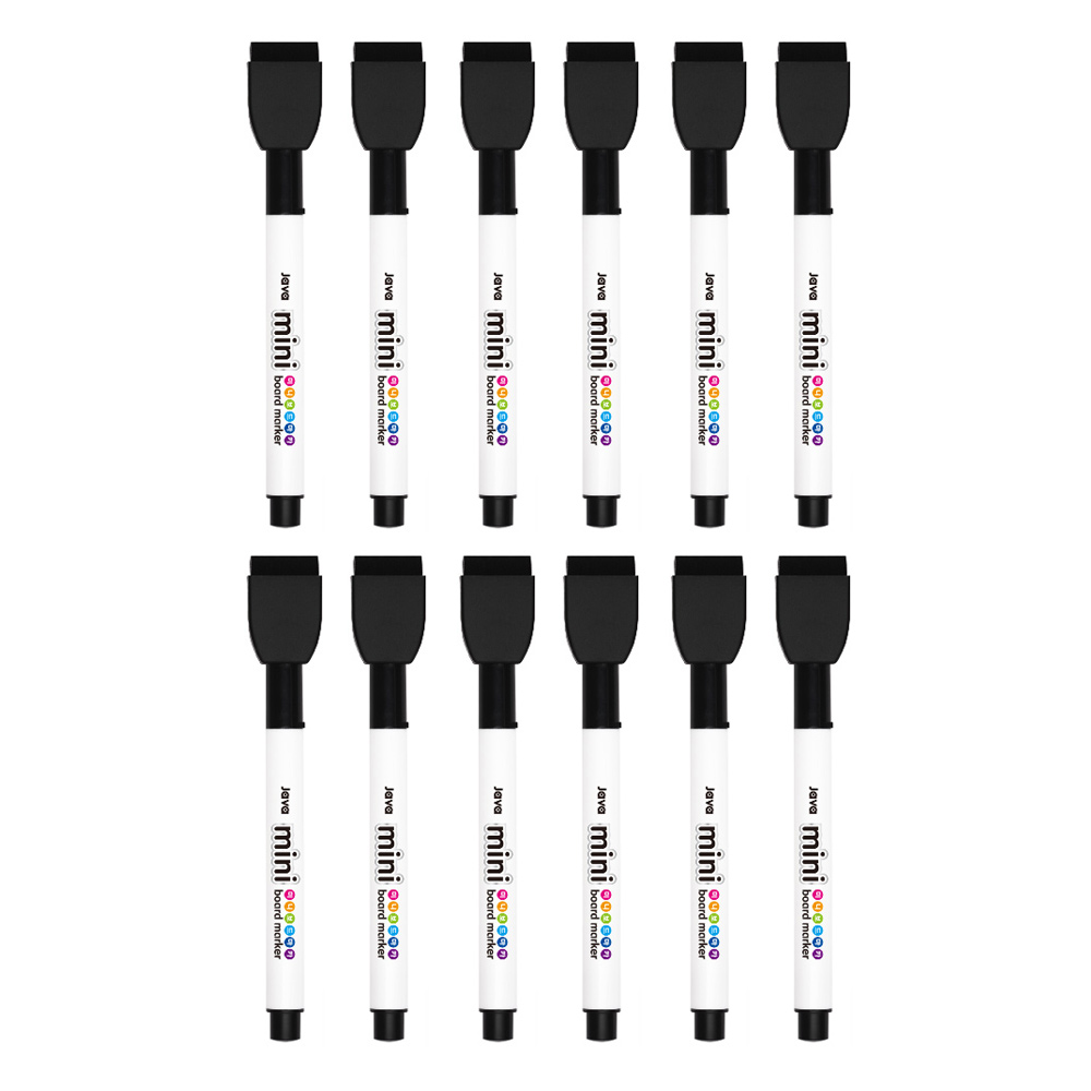 자바 미니 지우개 보드마카 : 검정 12자루(1타) / 자석칠판 화이트보드 마카