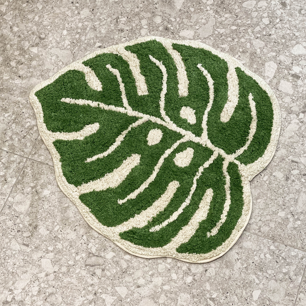 그린 몬스테라 순면 플랜테리어 욕실 발매트