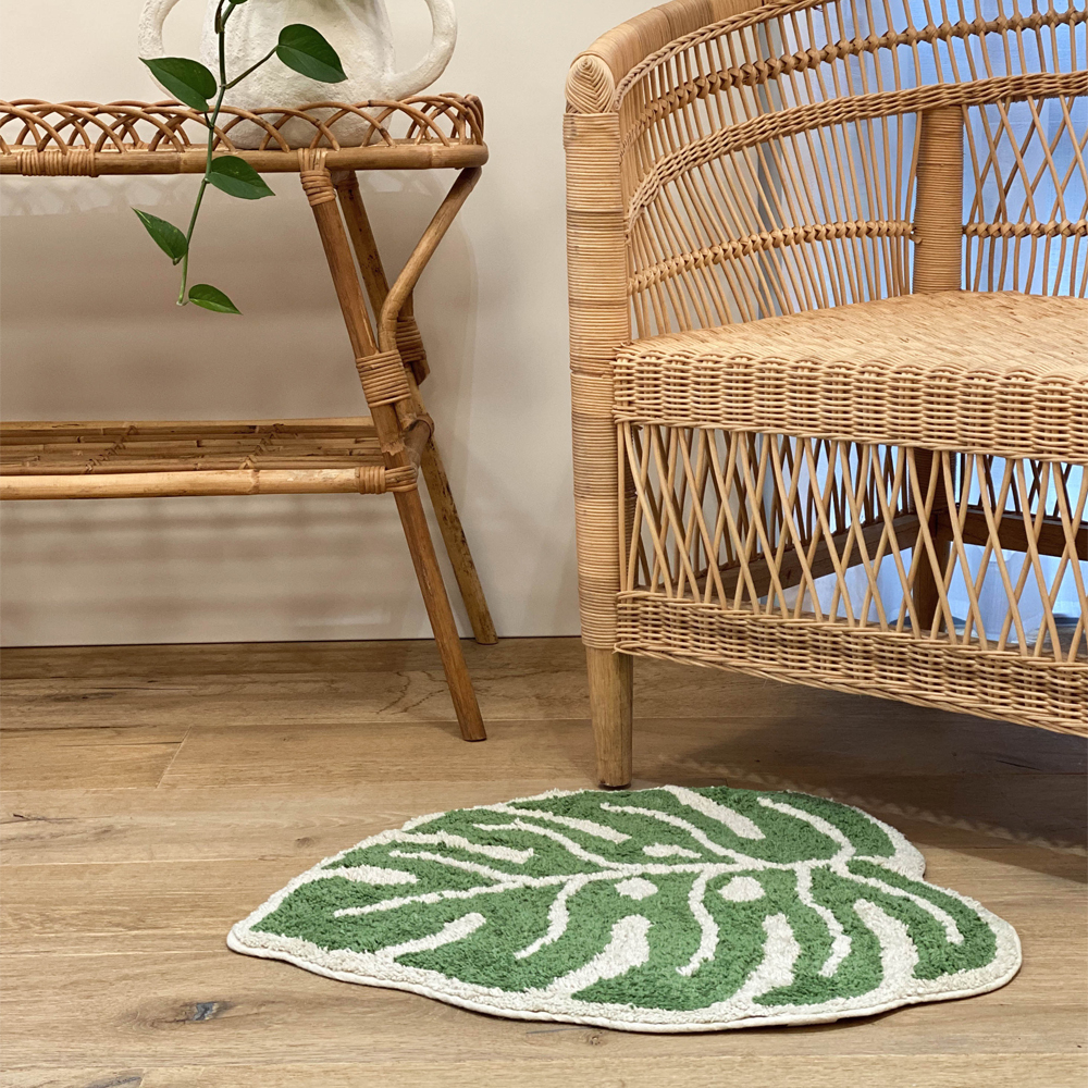 그린 몬스테라 순면 플랜테리어 욕실 발매트