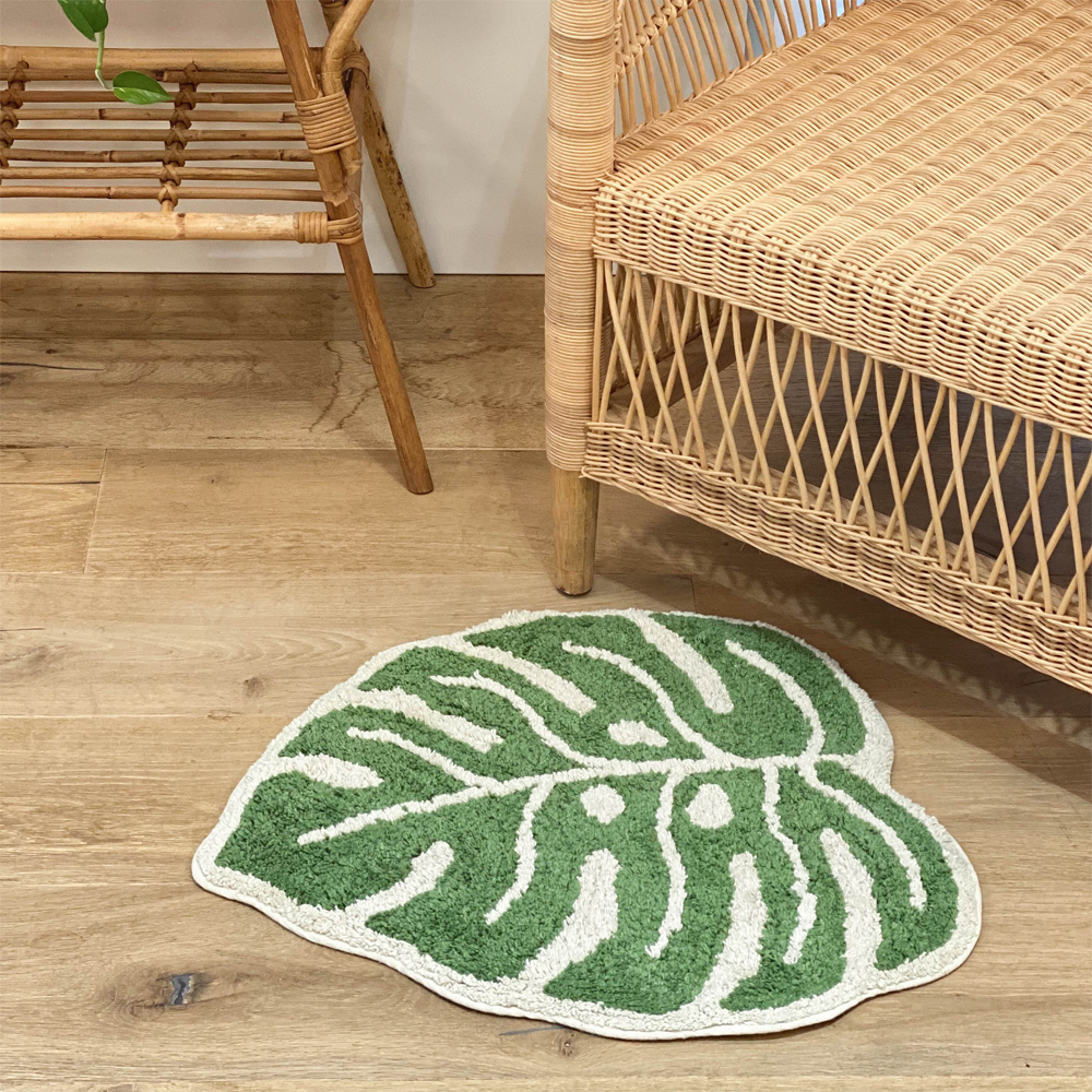 그린 몬스테라 순면 플랜테리어 욕실 발매트