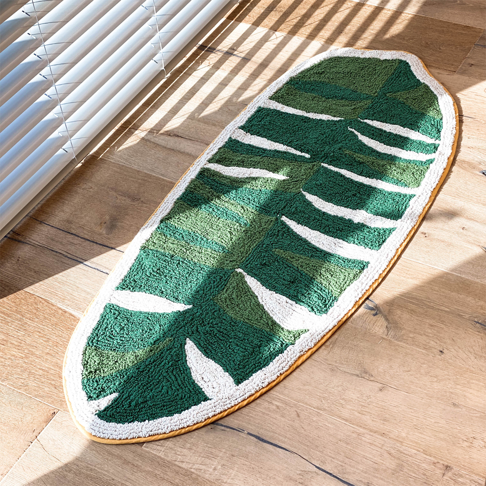 그리너리 바나나 리프 순면 욕실 주방 발매트 그린, 120x47.5cm