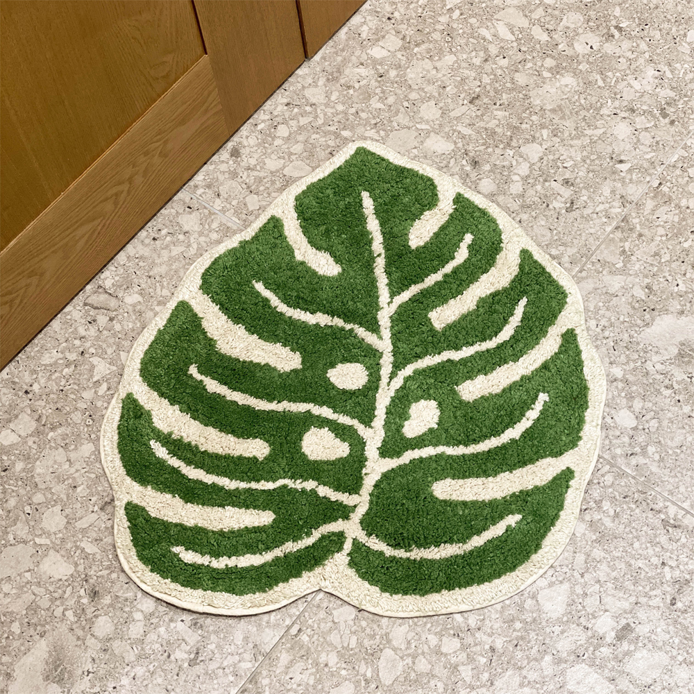 그린 몬스테라 순면 플랜테리어 욕실 발매트