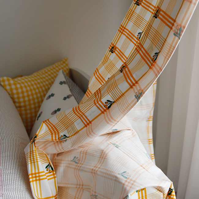 튤립 체크 아이방 꽃무늬 커튼 핀스타일 S-가로100x세로150 여아