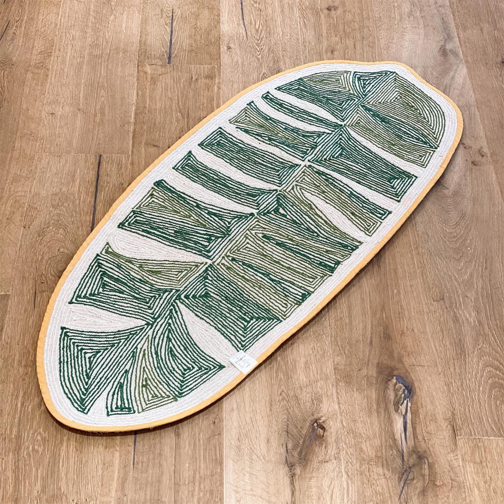 그리너리 바나나 리프 순면 욕실 주방 발매트 그린, 75x35cm