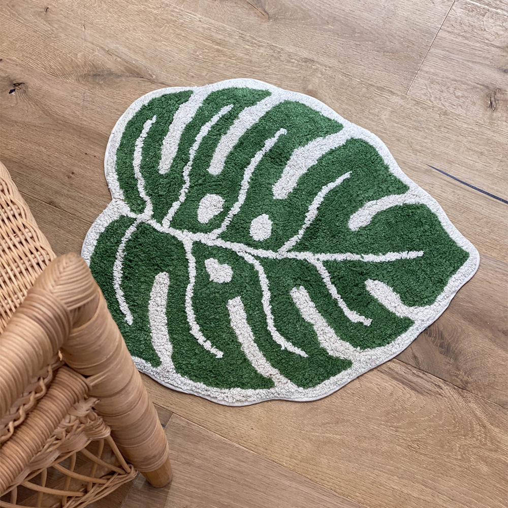 그린 몬스테라 순면 플랜테리어 욕실 발매트