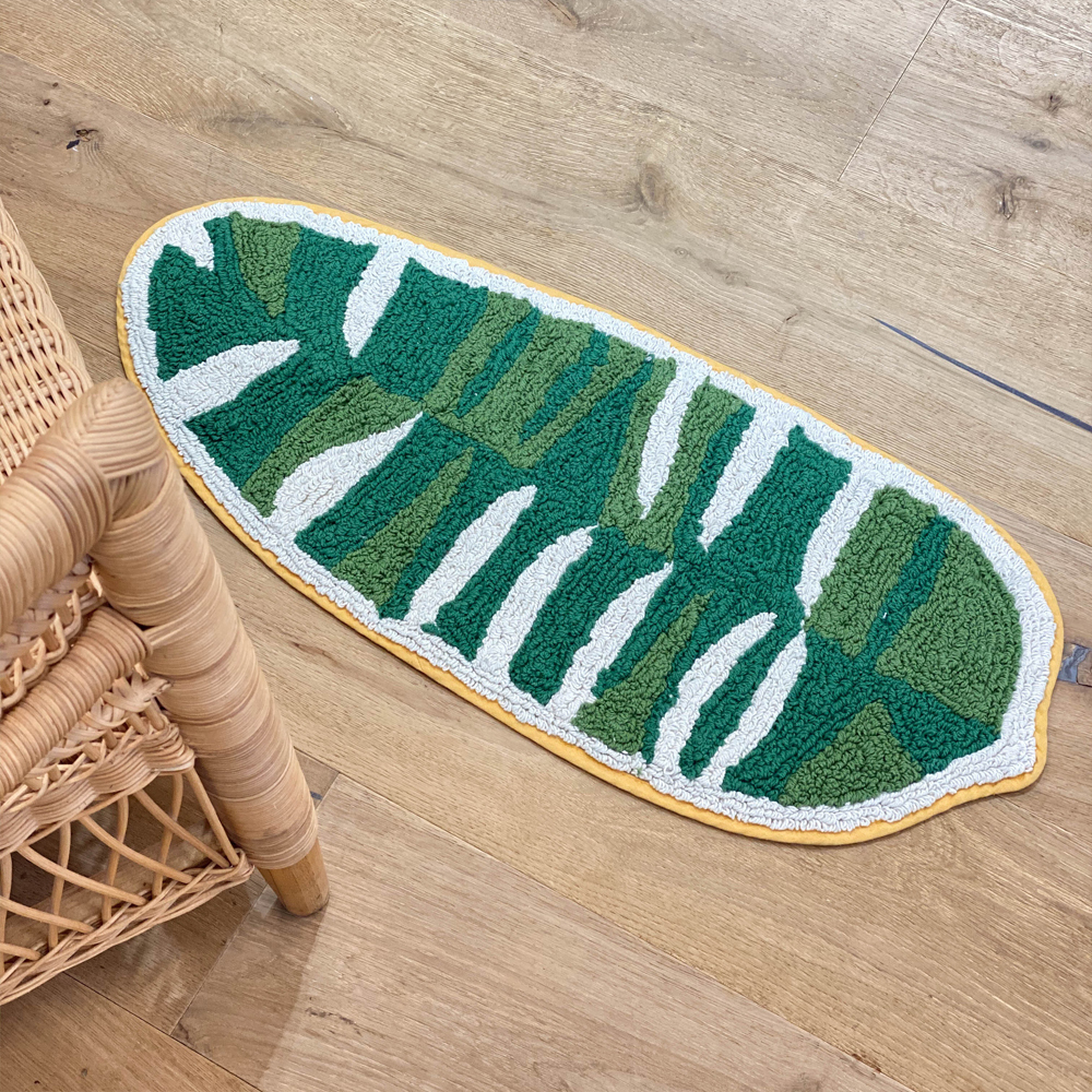 그리너리 바나나 리프 순면 욕실 주방 발매트 그린, 75x35cm