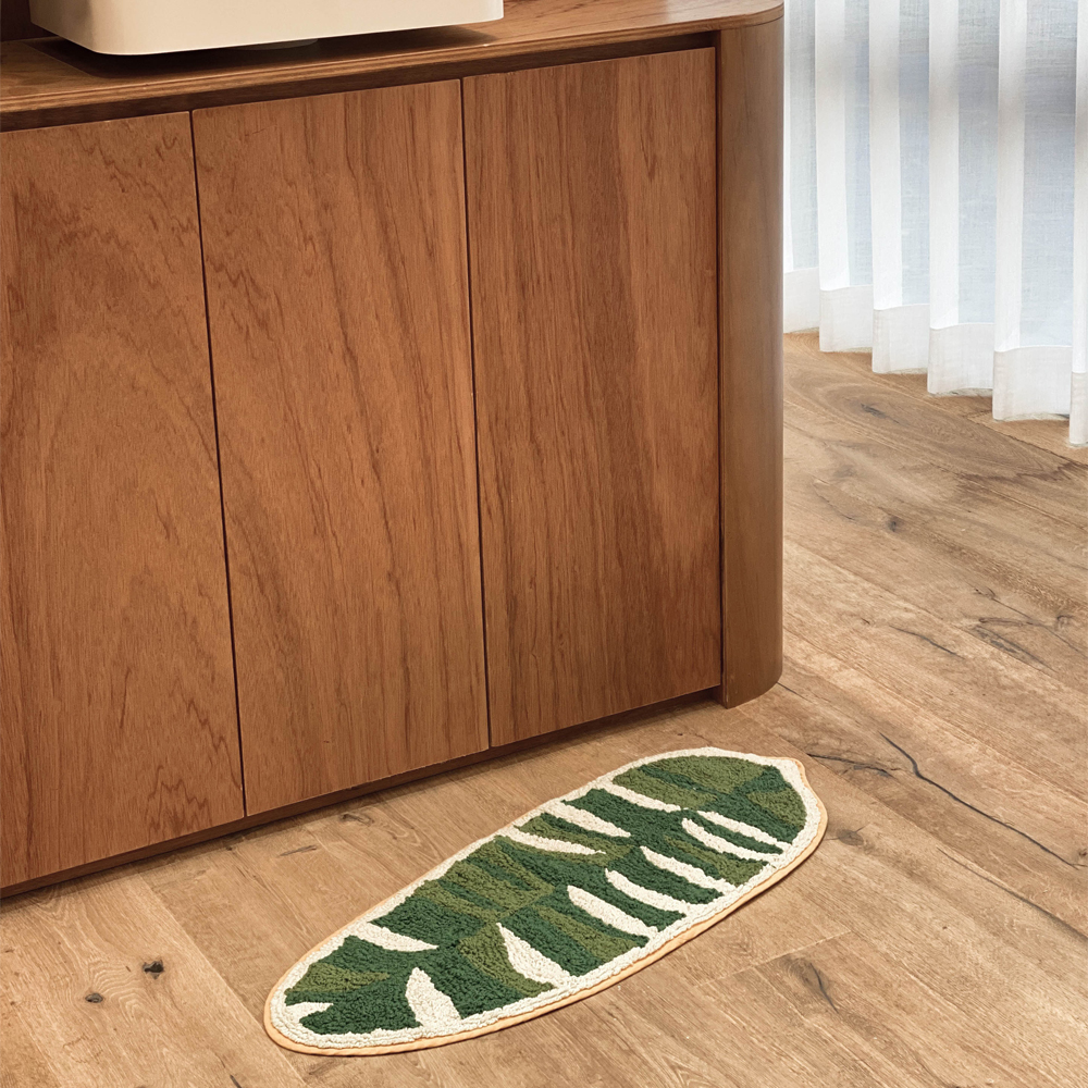 그리너리 바나나 리프 순면 욕실 주방 발매트 그린, 75x35cm