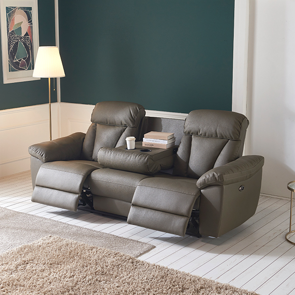 삼익가구 프라임 USB 3인용 양방향 전동 리클라이너 가죽소파