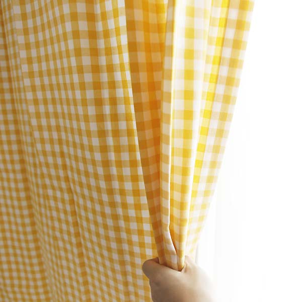 바이아미 노랑 체크 아이방 작은방 커튼 맞춤제작 아기방 여아 남아 빈티지 커텐
