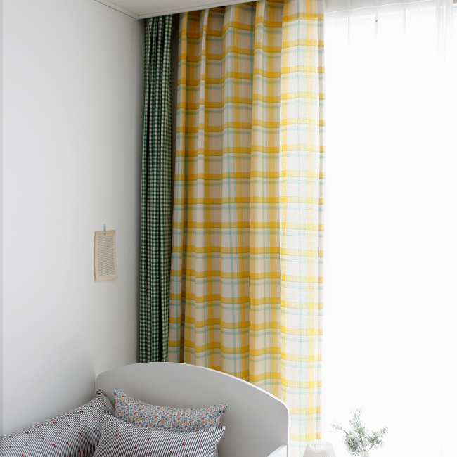 바이아미 에이드 아이방 체크 커튼 맞춤