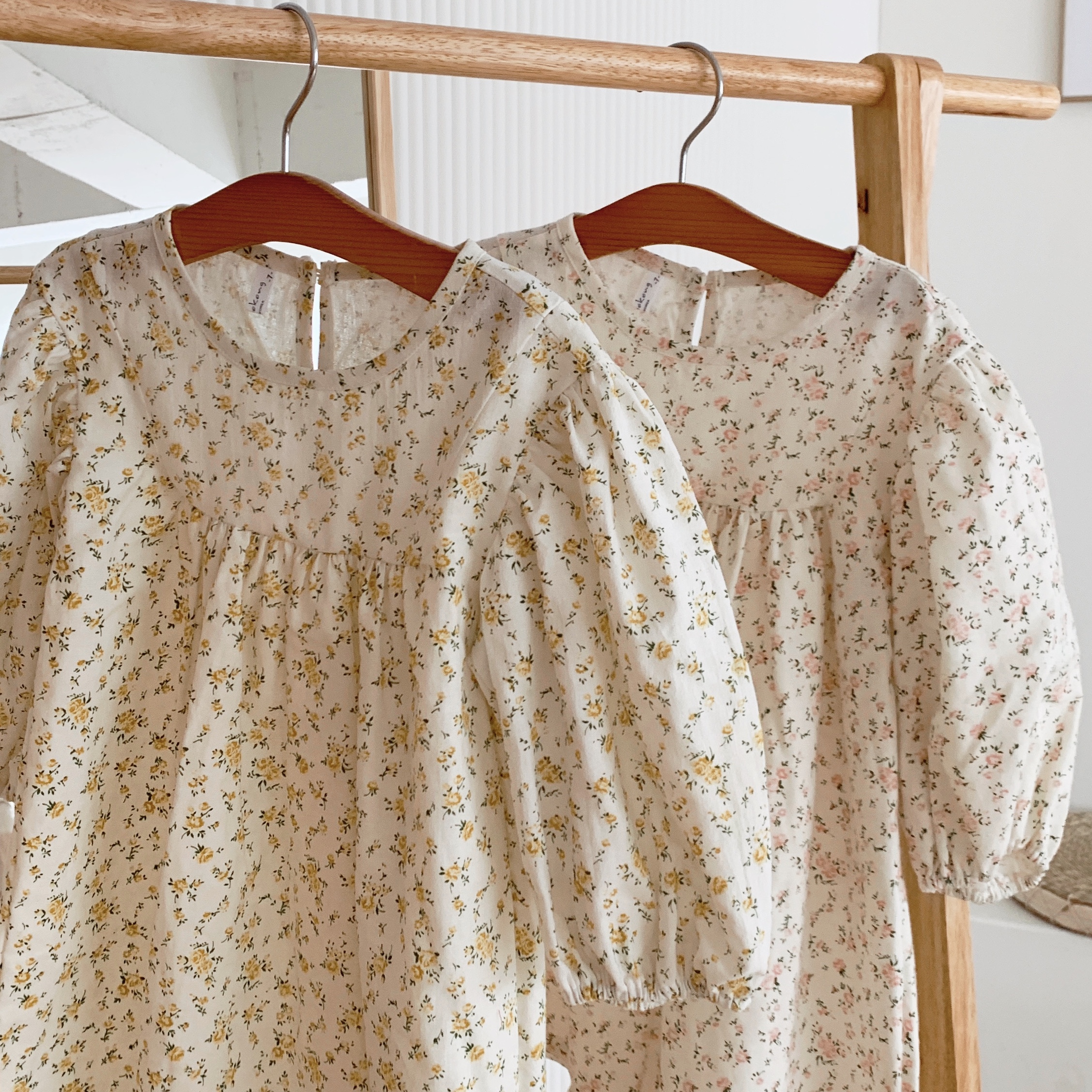 플라워리 여아원피스 오가닉 꽃 유아 아동 옐로우 봄 가을 꽃무늬 원피스