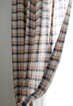 에이드 아이방 체크커튼 핀스타일 네이비 S-가로130x세로150