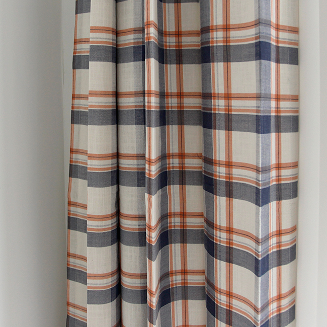 에이드 아이방 체크커튼 핀스타일 네이비 S-가로130x세로150