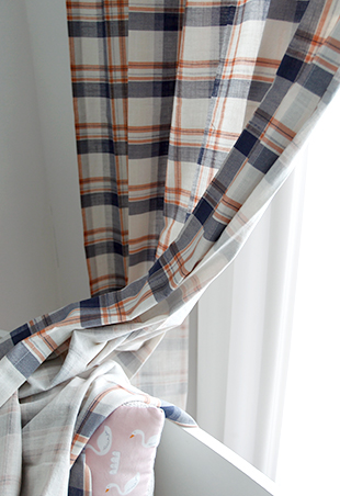 에이드 아이방 체크커튼 핀스타일 네이비 S-가로130x세로150