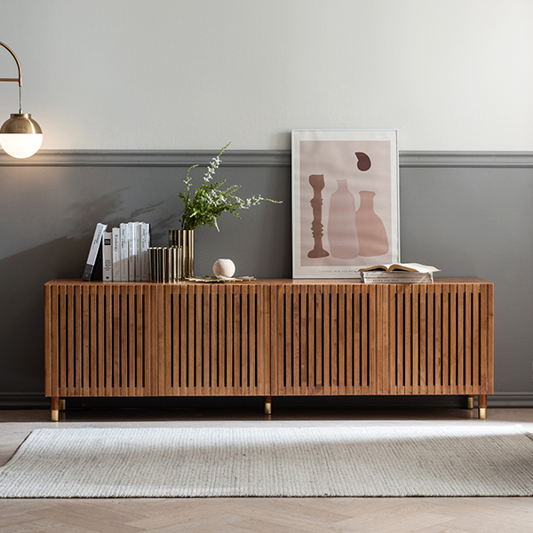 삼익가구 파비오 와이드 원목 수납장 사이드보드 높은 거실장