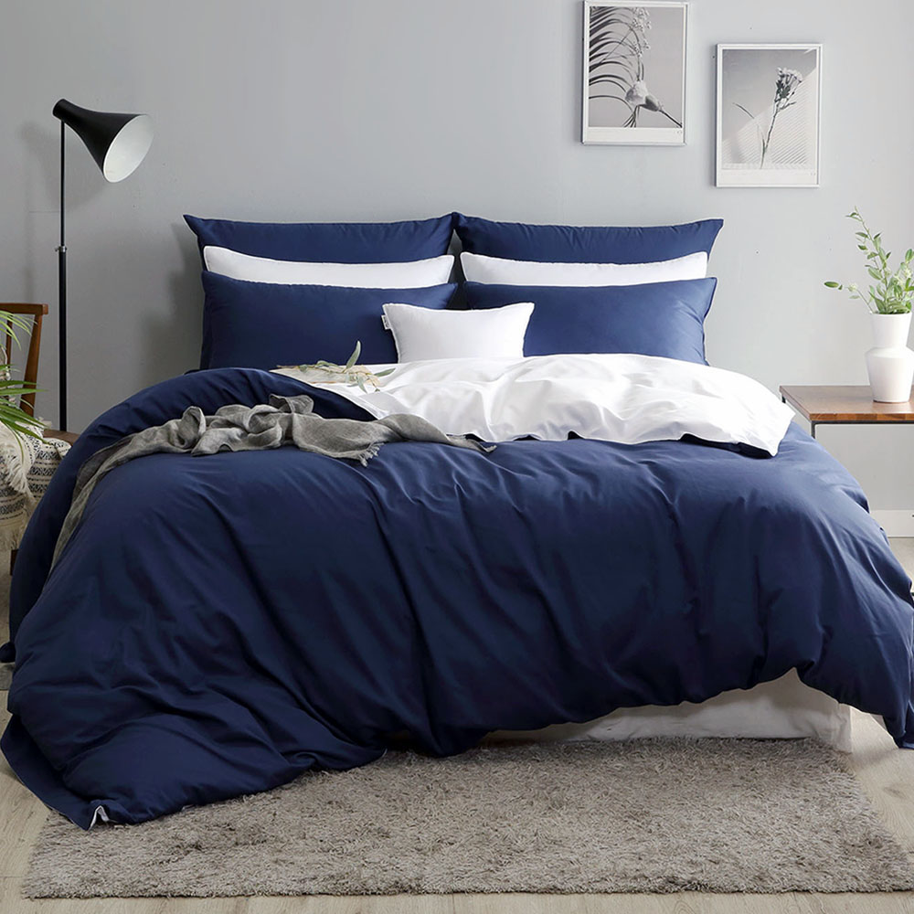 이스턴킹침구 호텔식 차렵이불 텐셀모달면 밴딩패드 라켈 네이비 간절기 EK이불커버세트