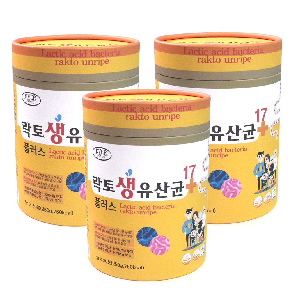 락토 생 유산균 플러스 17종 혼합유산균 50포 x3통 프로바이오틱스 프리바이오틱스 - 상품 이미지