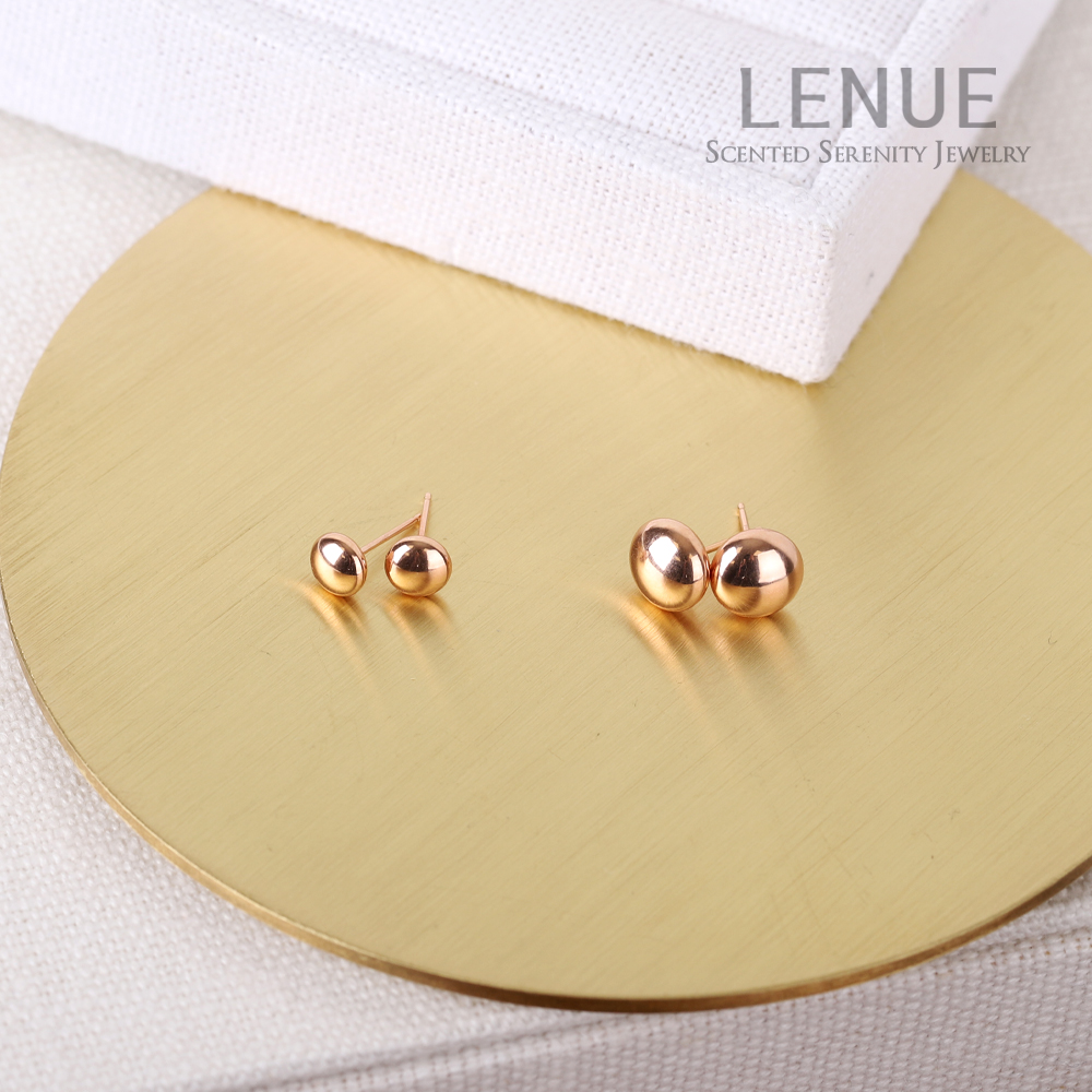 레뉴 14K 골드 심플 코인 단추 귀걸이 / 버튼 동전 4mm 5.5mm 8mm 기본 이미지 2