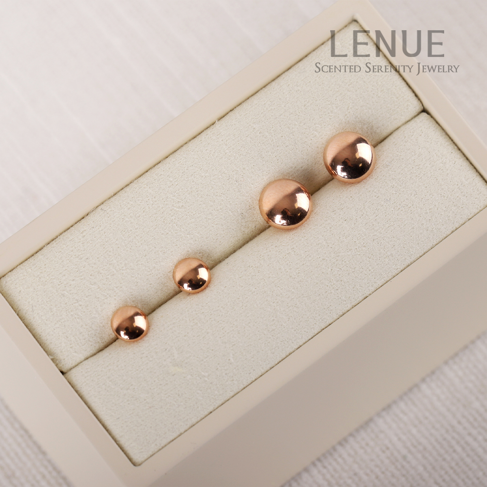 레뉴 14K 골드 심플 코인 단추 귀걸이 / 버튼 동전 4mm 5.5mm 8mm 기본 이미지 3