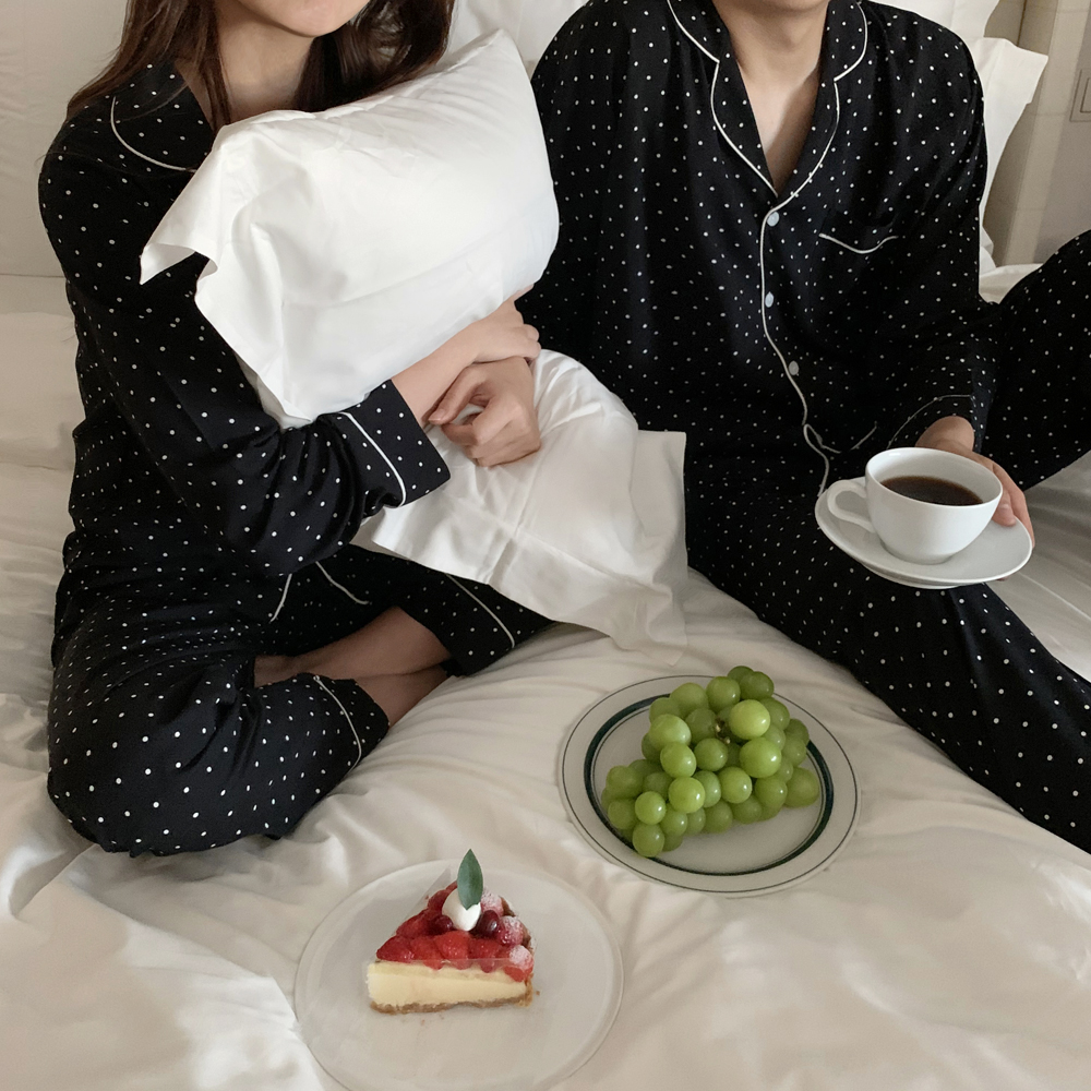 (백화점 납품) 체크 순면 수면 커플 잠옷 세트 파자마 파티 신혼부부 여성 홈웨어 이미지 8