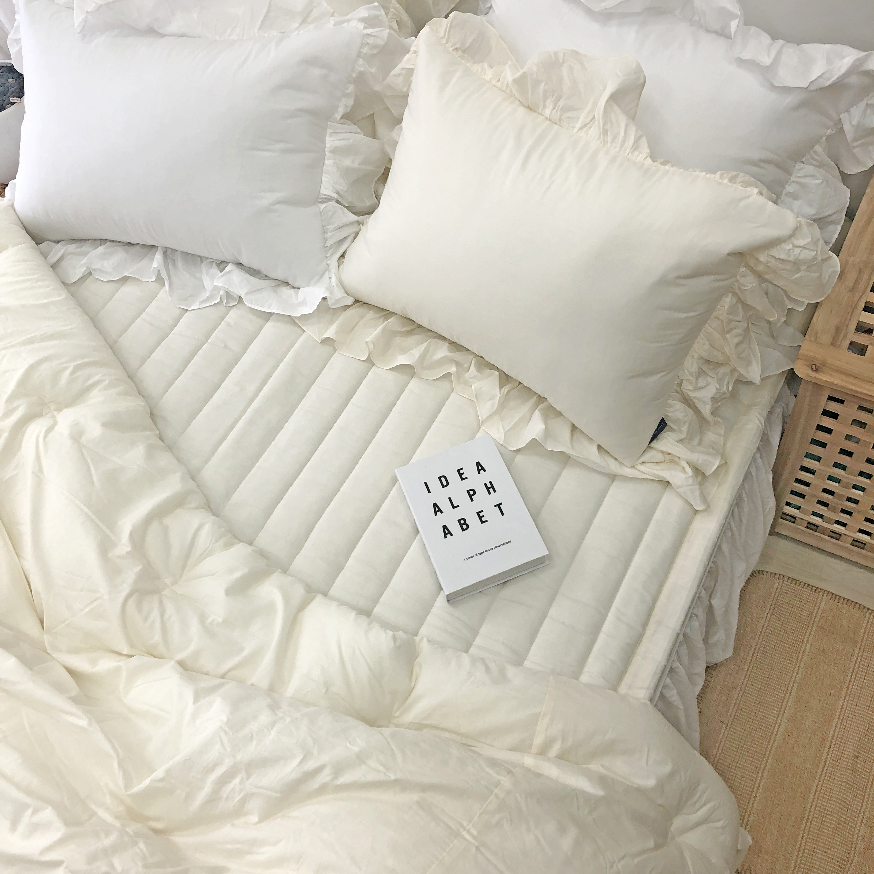 누블 아사 코튼 미끄럼방지 및 고무밴딩 사계절 침대 패드 SS