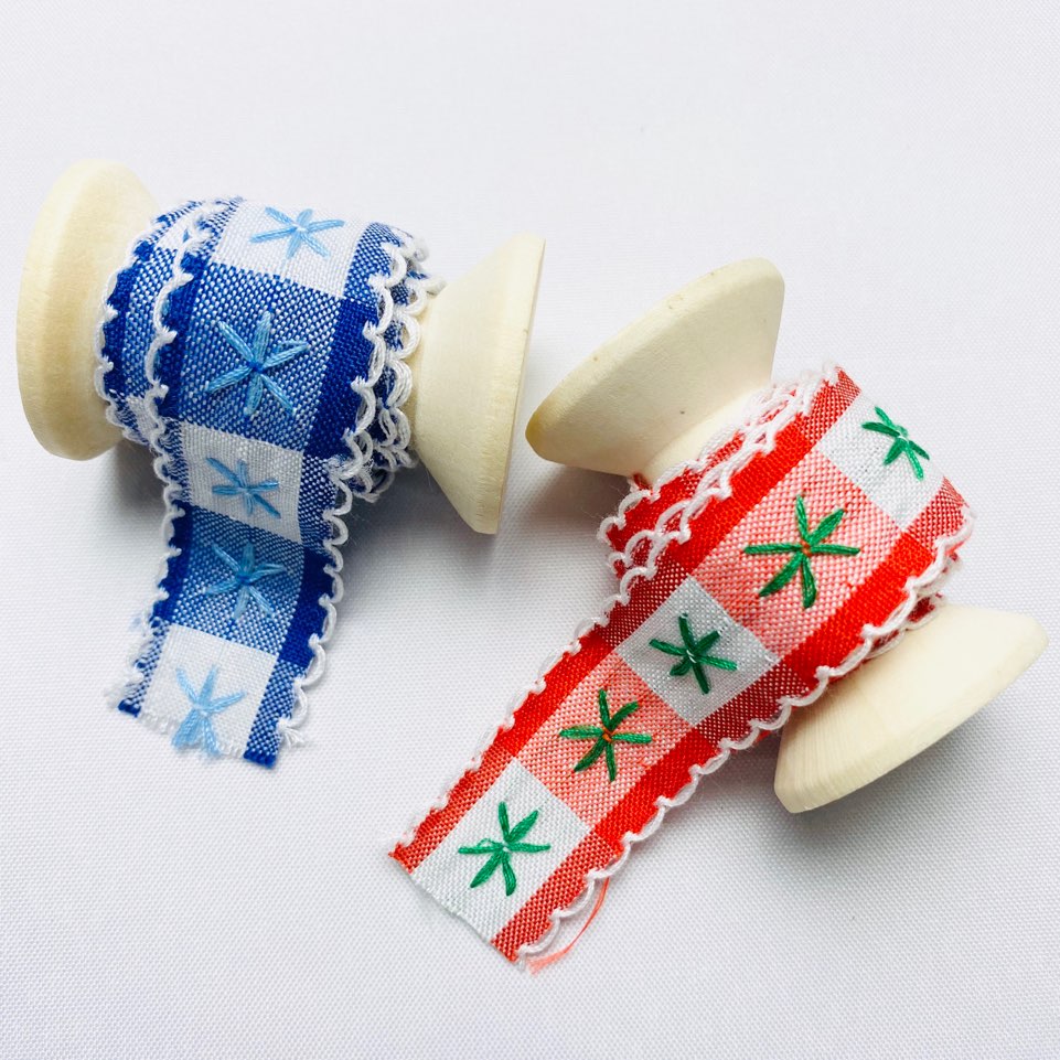 체크패턴) 20mm 화이트피코 리본테이프 - 상품 이미지