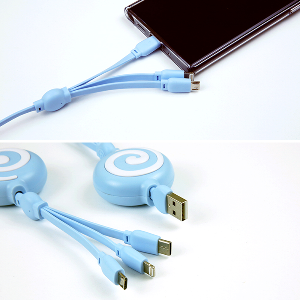 롤리팝 멀티 케이블 3in1 USB 케이블 고속 충전 - 상세 이미지 2