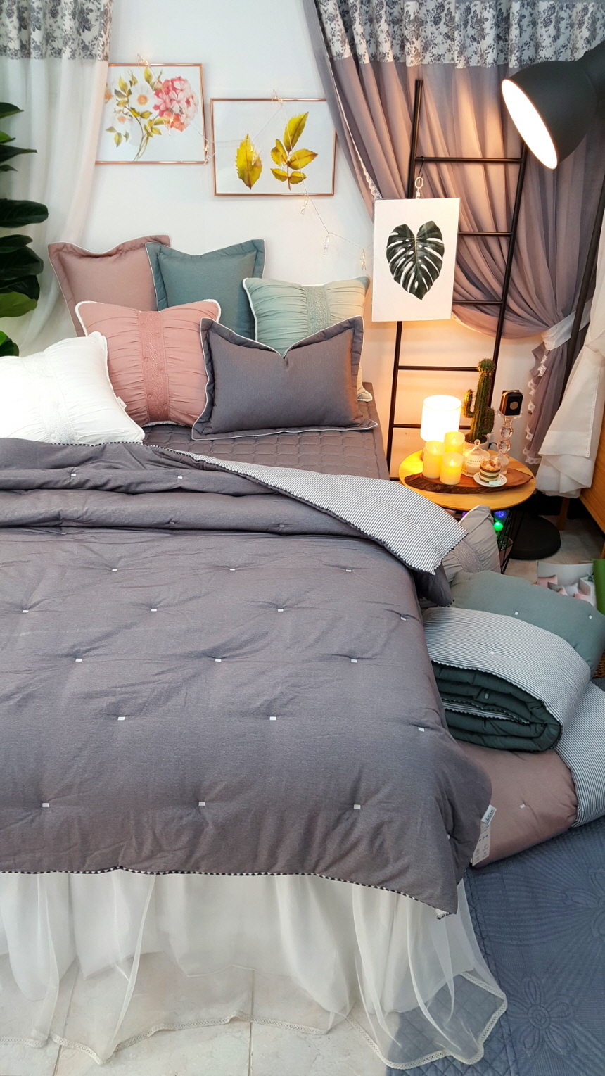 오월 알러지케어 뱀부 마이크로화이바 기숙사 차렵 이불 침구 세트 슈퍼싱글 퀸 사이즈