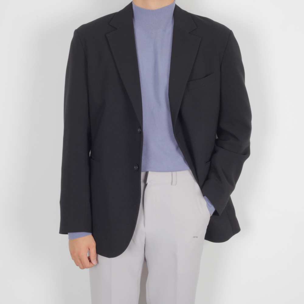 남자 오버핏 블레이져 싱글 마이 자켓 블랙 - 상품 이미지