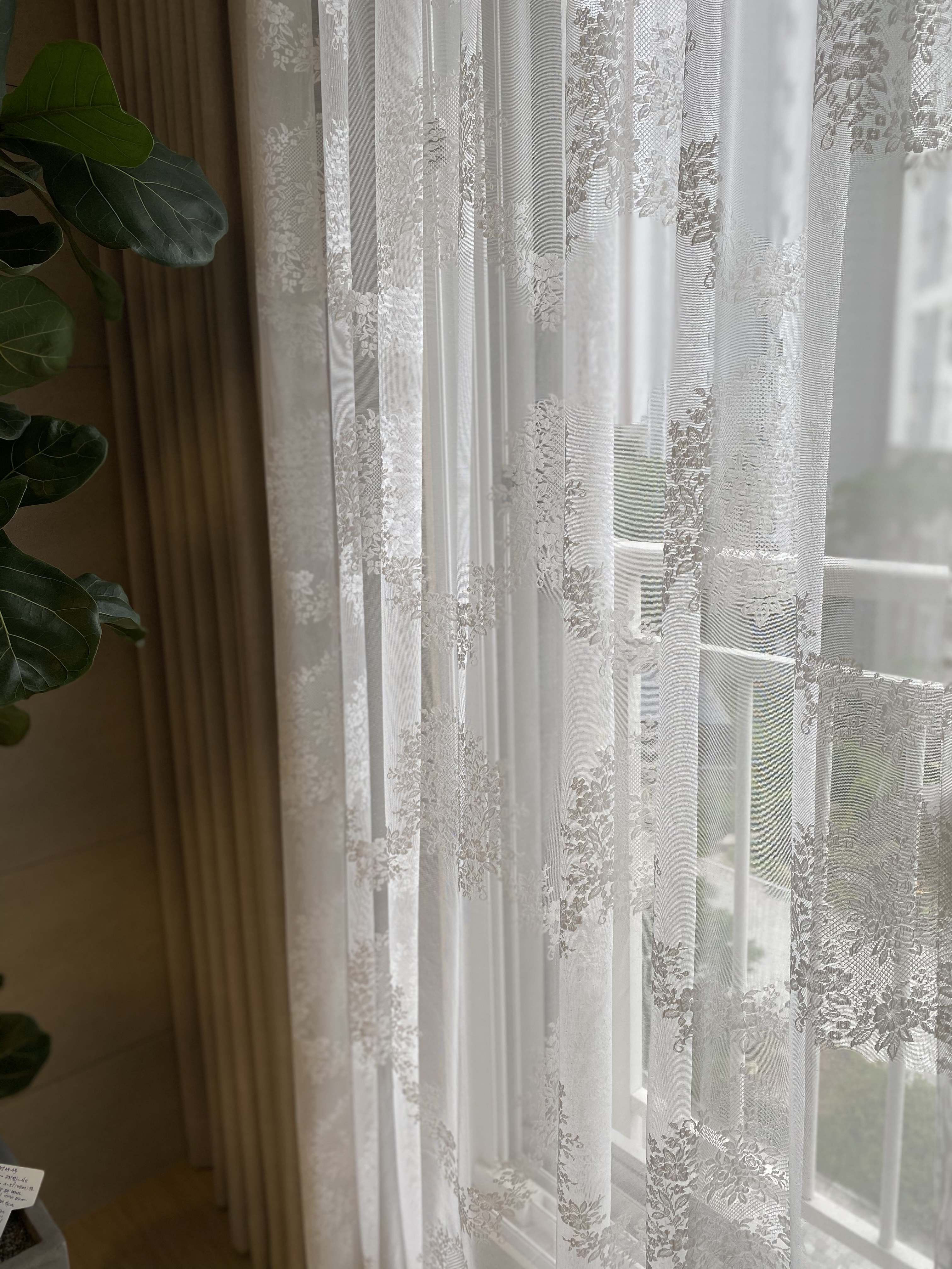 눈꽃망사 자수 레이스 포인트 속커튼(맞춤제작)