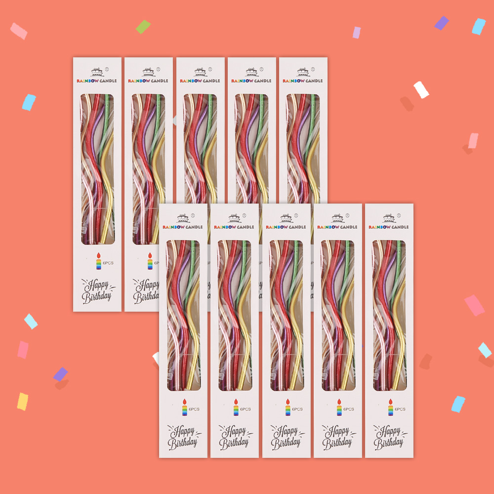 데썸파티 대용량 웨이브 초 생일 파스텔 꼬불이 꽈배기 케잌 컬러 초 - 상품 이미지