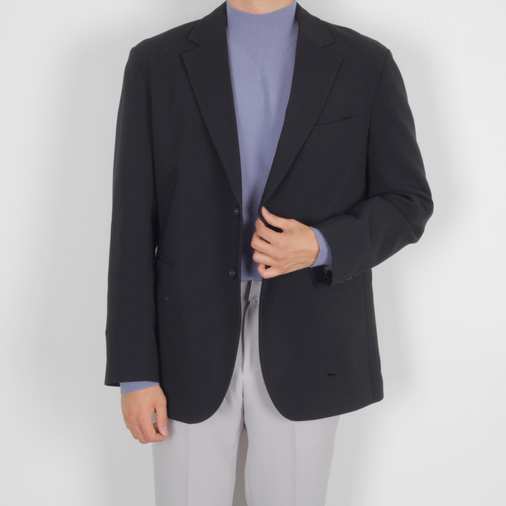 남자 오버핏 블레이져 싱글 마이 자켓 블랙 - 상세 이미지 3