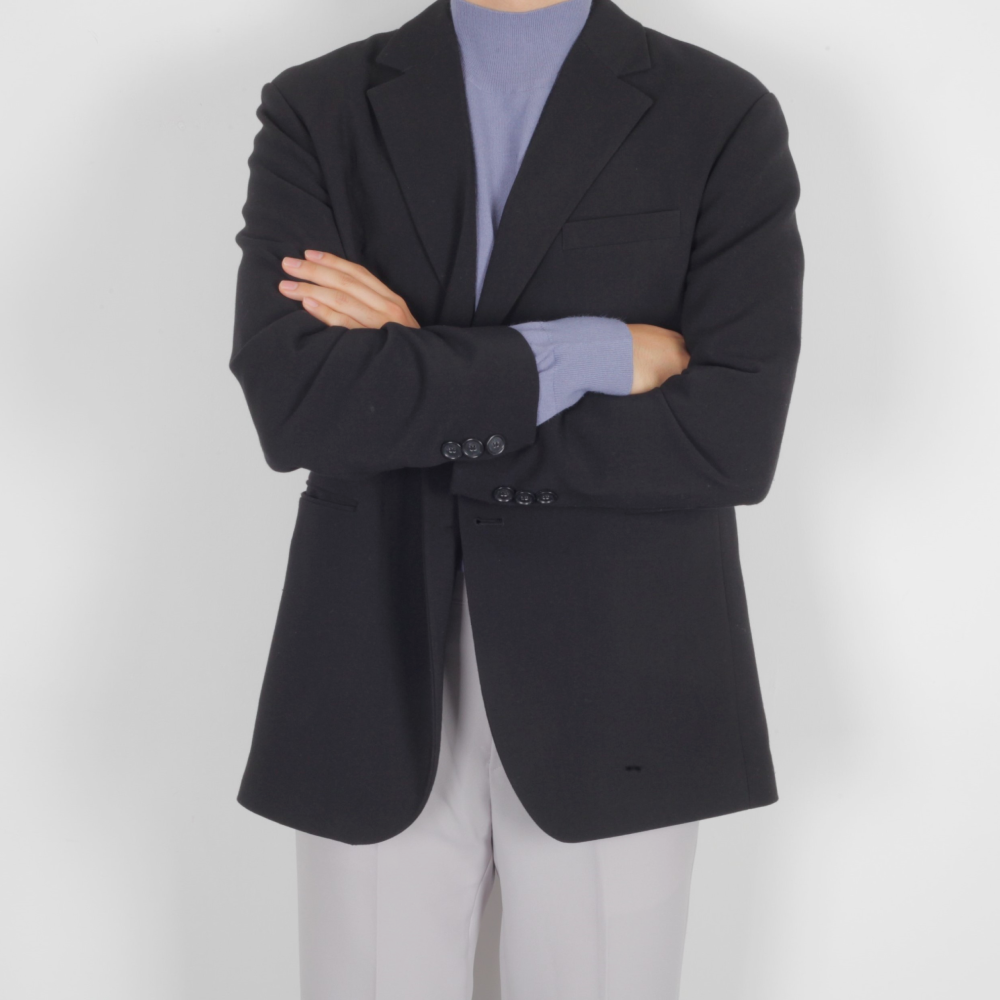 남자 오버핏 블레이져 싱글 마이 자켓 블랙 - 상세 이미지 4