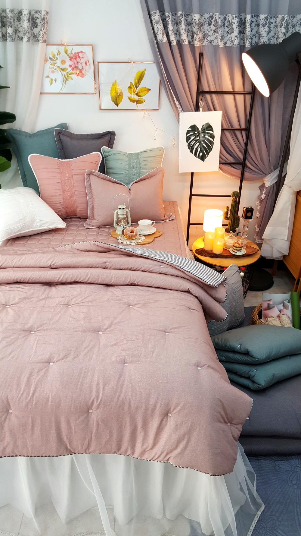 오월 알러지케어 뱀부 마이크로화이바 기숙사 차렵 이불 침구 세트 슈퍼싱글 퀸 사이즈