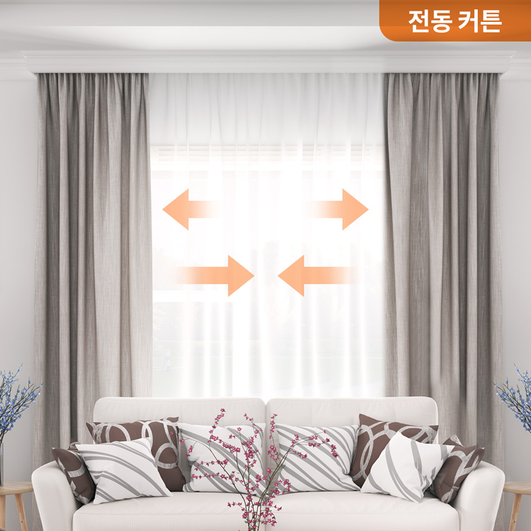 스마트 전동커튼 레일 (맞춤제작) 고급형 저소음 자동커튼 양쪽열림 0-150cm 이미지 6