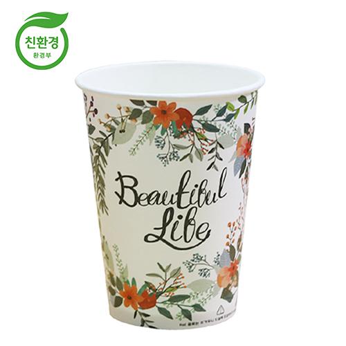 테이크아웃 친환경 종이컵 390ml 꽃 100개 - 상품 이미지